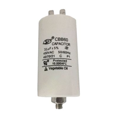 ตัวเก็บประจุมอเตอร์ไฟฟ้า CBB 30-100Uf Dual Round Class C สำหรับมอเตอร์เครื่องซักผ้า